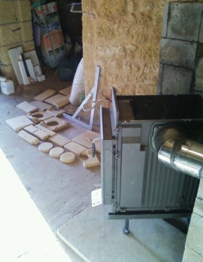 Foyer briques avant montage sec